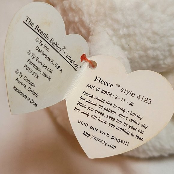 Vintage Ty Beanie Baby Fleece the Lamb Style 4125 1996 - Picture 5 of 8